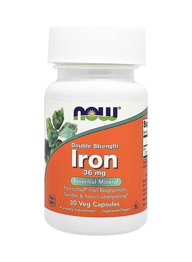 ناو فودز كبسولات فيروشيل دوبل سترينث حديد 36 مجم نباتية 30 كبسولة