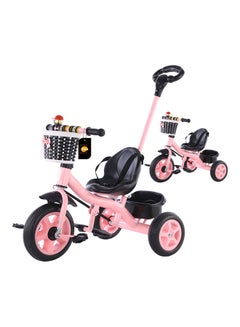 2 In 1 Toddler Bike With Parent Steering Push Handle Foldable Kids Tricycle With Removable Pedals Height Trolley Large Light Riding Trolley 53x74x85cm