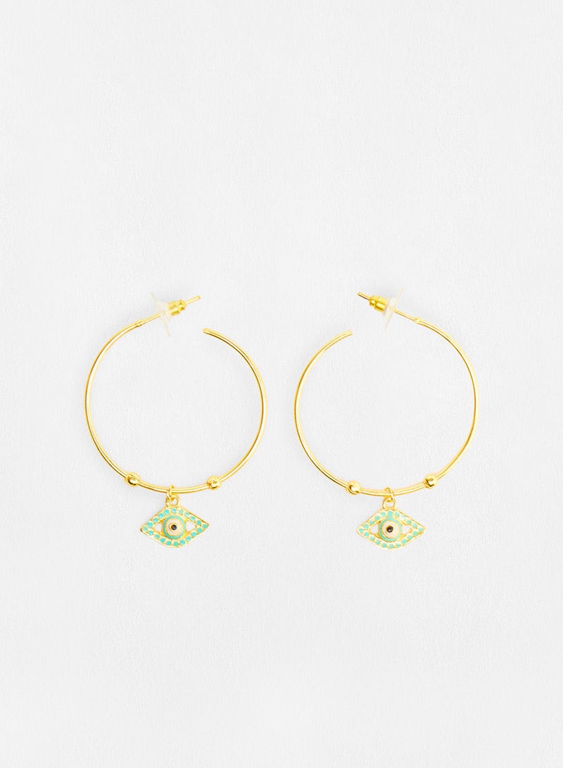 Pipa Bella - Gold Plated Evil Eye Hoop Earrings - Image 1