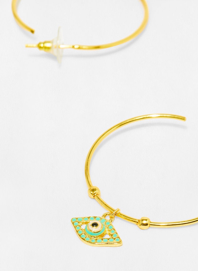 Pipa Bella - Gold Plated Evil Eye Hoop Earrings - Image 1