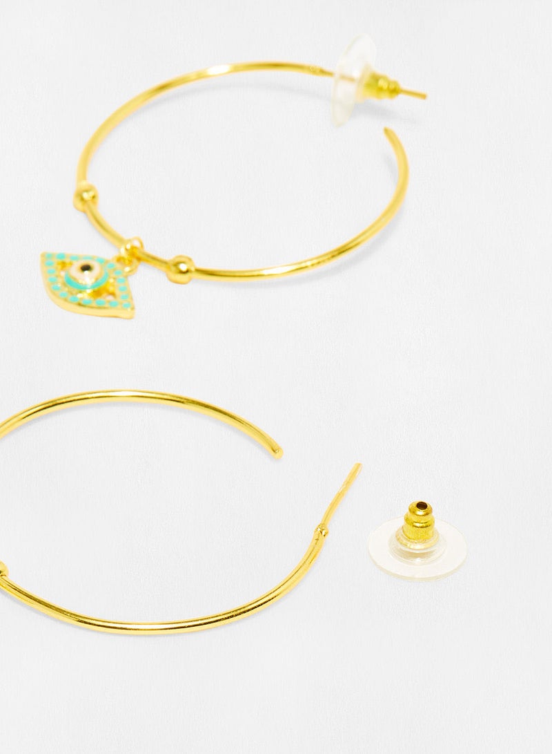 Pipa Bella - Gold Plated Evil Eye Hoop Earrings - Image 1