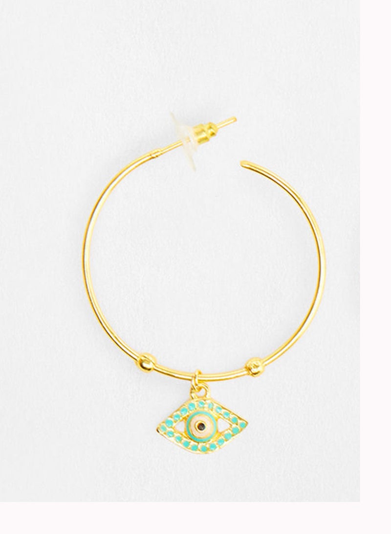 Pipa Bella - Gold Plated Evil Eye Hoop Earrings - Image 1