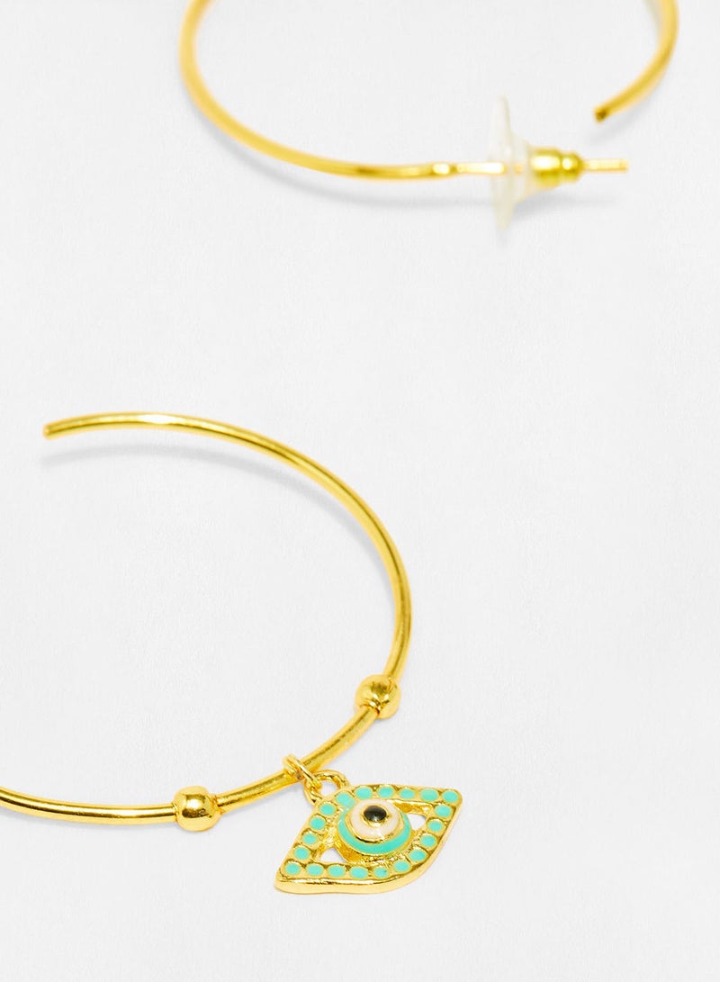 Pipa Bella - Gold Plated Evil Eye Hoop Earrings - Image 1
