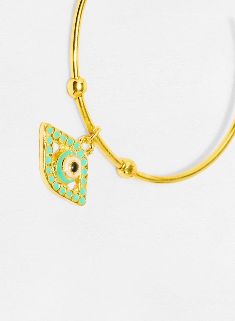 Pipa Bella - Gold Plated Evil Eye Hoop Earrings - Image 1