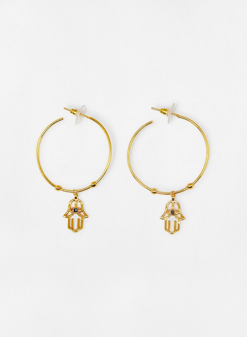 Pipa Bella - Gold-Toned Hamsa Hoop Earrings - Image 1