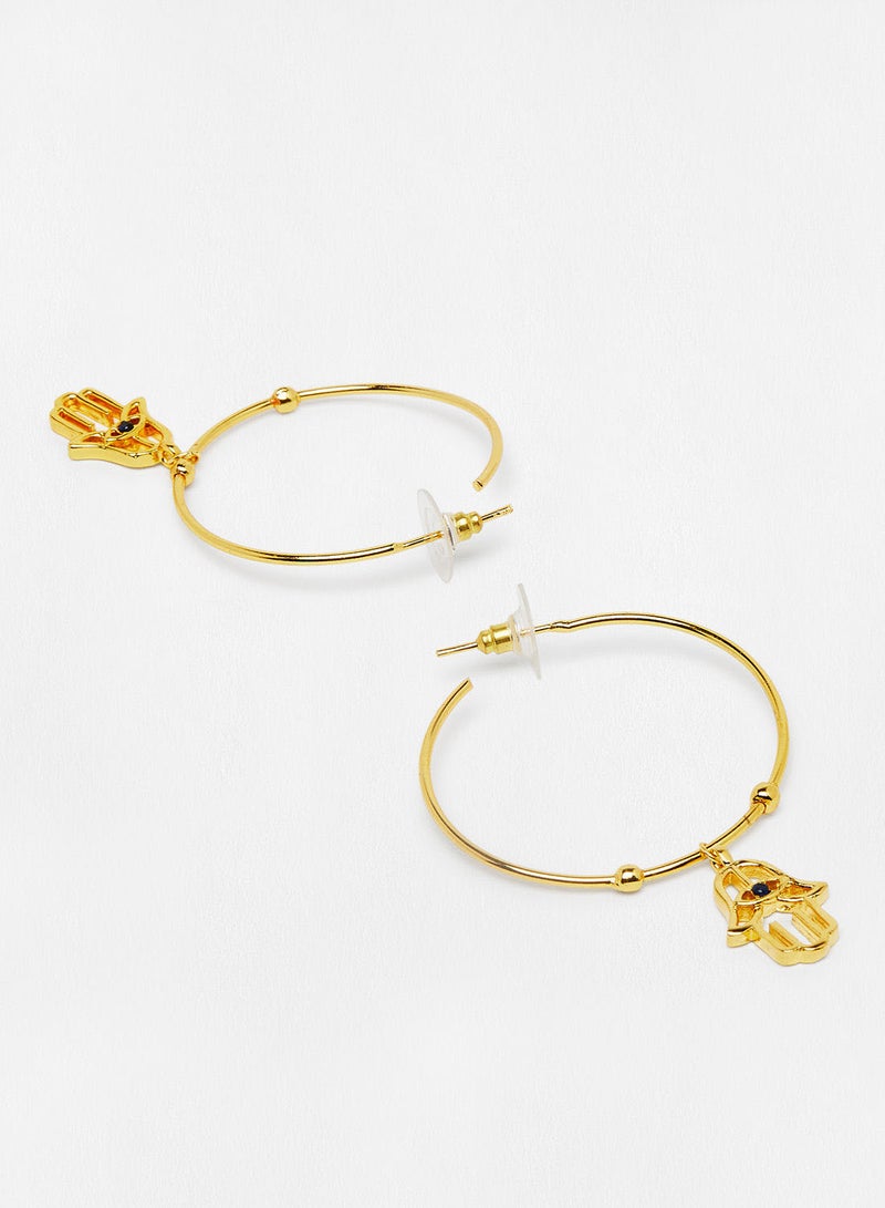 Pipa Bella - Gold-Toned Hamsa Hoop Earrings - Image 1