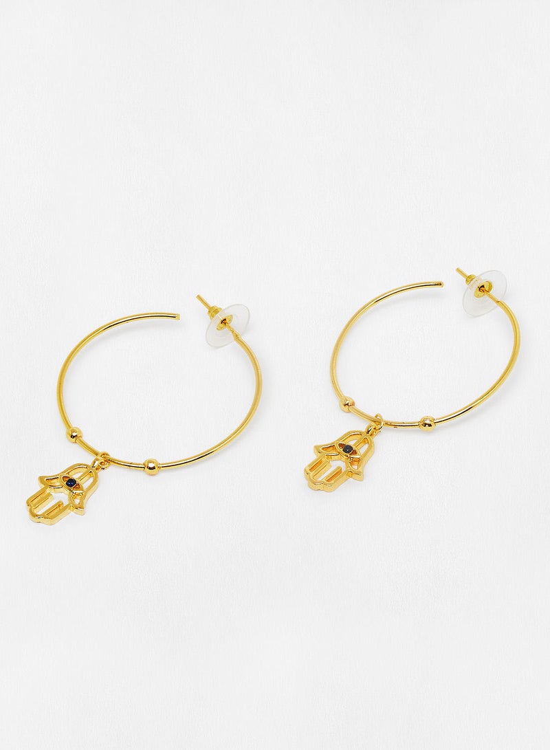 Pipa Bella - Gold-Toned Hamsa Hoop Earrings - Image 1