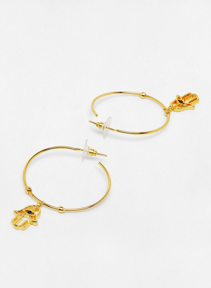 Pipa Bella - Gold-Toned Hamsa Hoop Earrings - Image 1