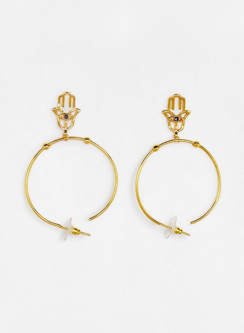 Pipa Bella - Gold-Toned Hamsa Hoop Earrings - Image 1