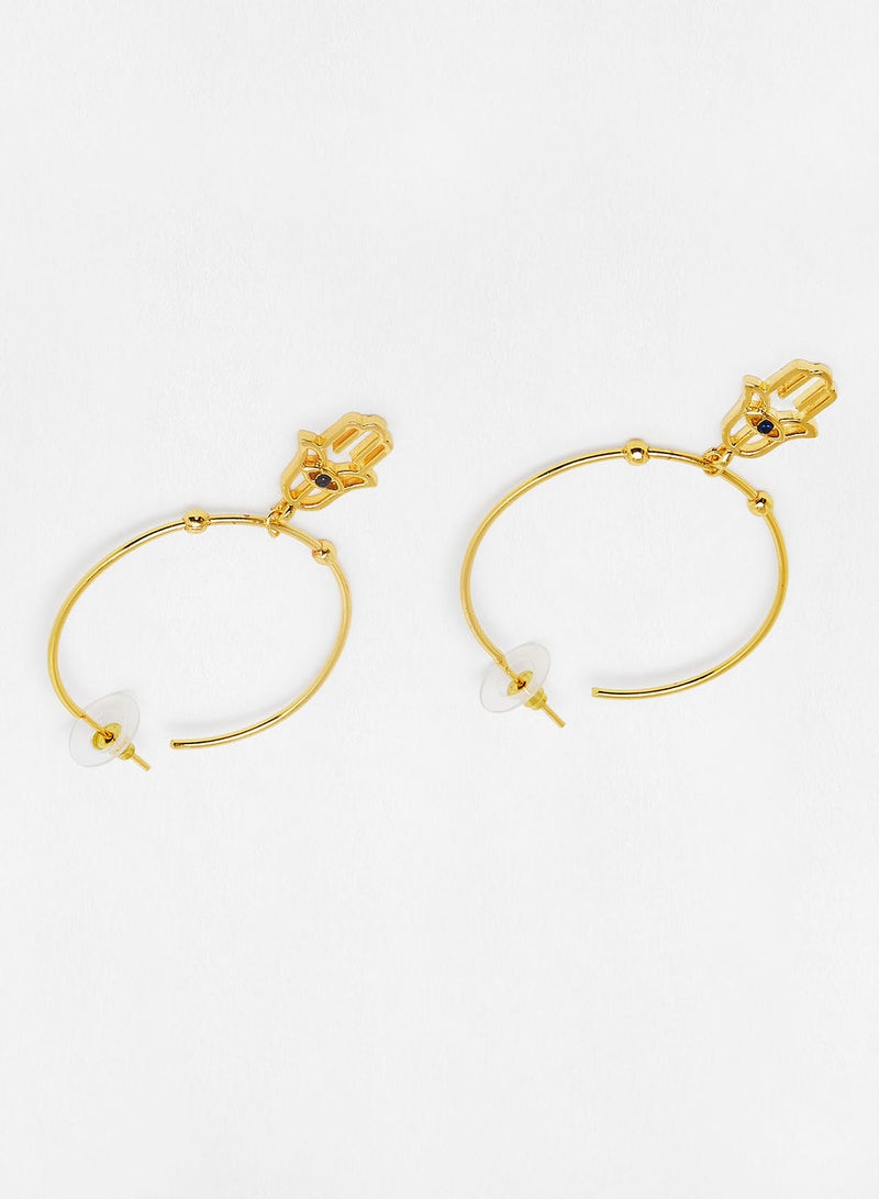 Pipa Bella - Gold-Toned Hamsa Hoop Earrings - Image 1