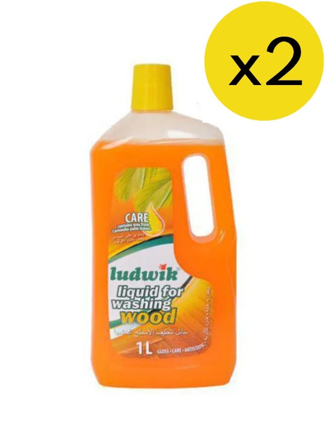 طقم منظف الأسطح الخشبية مكون من قطعتين برتقالي 1لترات