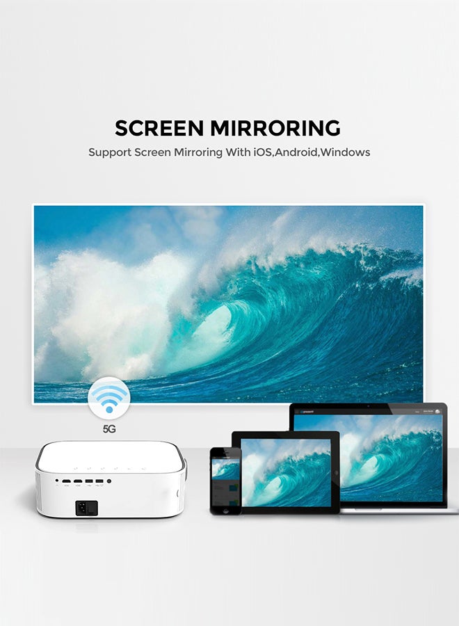 Wownect - Android 9.0 Tv 500Ansi Lumens/Screen Size upto 200 Inch Native 1080P Full Hd Download Apps Bluetooth Wifi Projector 4K Supports Home Theater Outdoor Video Projector PROJ-WO-70-AN White - Image 1