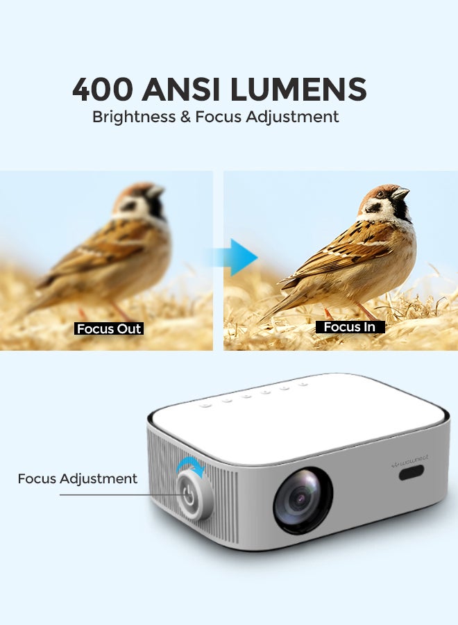 Wownect - Android 9.0 Tv 500Ansi Lumens/Screen Size upto 200 Inch Native 1080P Full Hd Download Apps Bluetooth Wifi Projector 4K Supports Home Theater Outdoor Video Projector PROJ-WO-70-AN White - Image 1