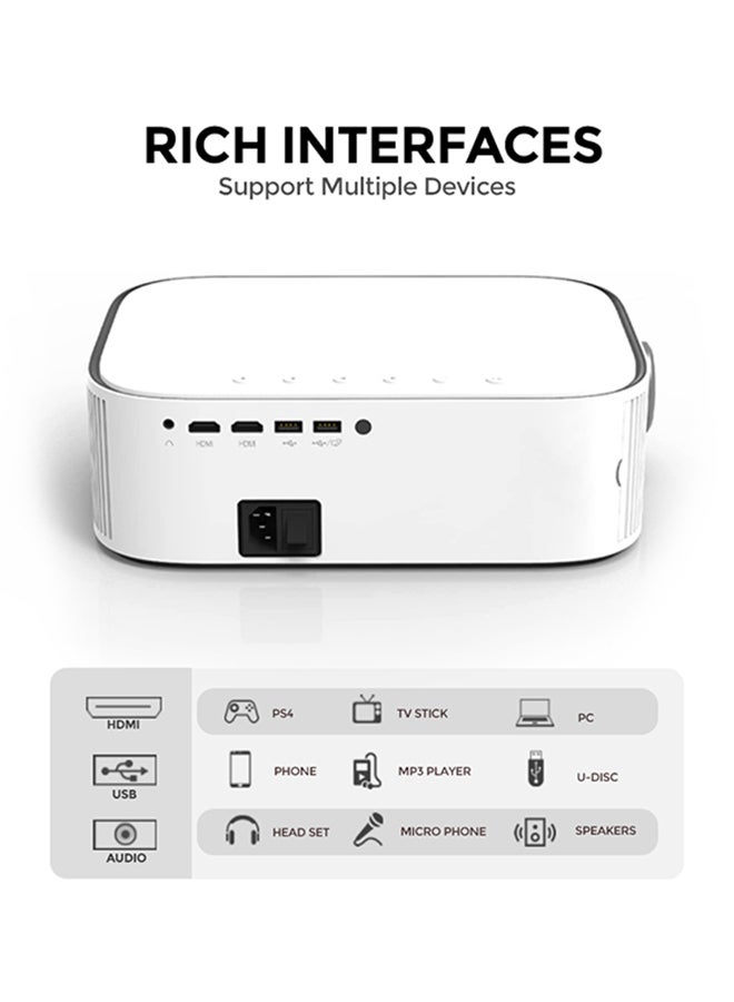 Wownect - Android 9.0 Tv 500Ansi Lumens/Screen Size upto 200 Inch Native 1080P Full Hd Download Apps Bluetooth Wifi Projector 4K Supports Home Theater Outdoor Video Projector PROJ-WO-70-AN White - Image 1