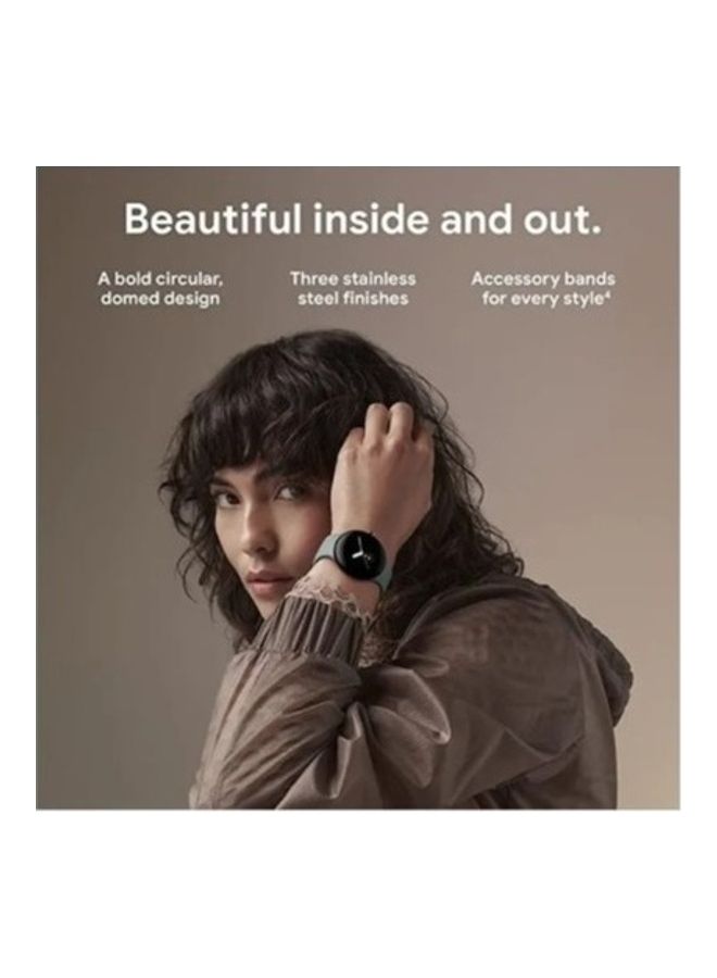 Google - Pixel Android Smartwatch With Fitbit Activity Tracking Heart Rate Stainless Steel Case Obsidian Active Band WiFi Whiite White - Image 1
