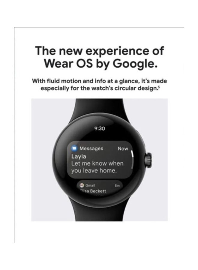 Google - Pixel Android Smartwatch With Fitbit Activity Tracking Heart Rate Stainless Steel Case Obsidian Active Band WiFi Whiite White - Image 1
