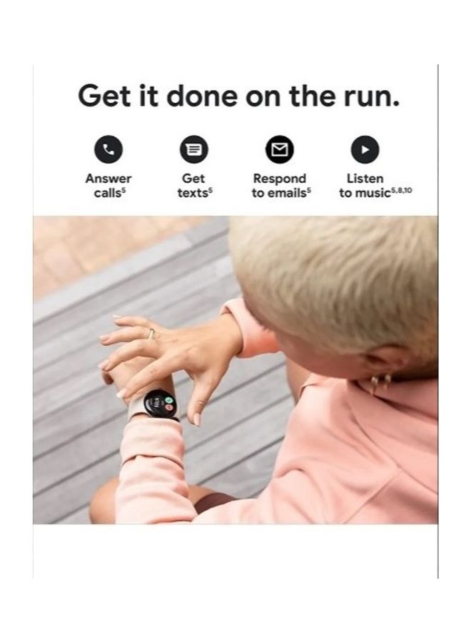 Google - Pixel Android Smartwatch With Fitbit Activity Tracking Heart Rate Stainless Steel Case Obsidian Active Band WiFi Whiite White - Image 1