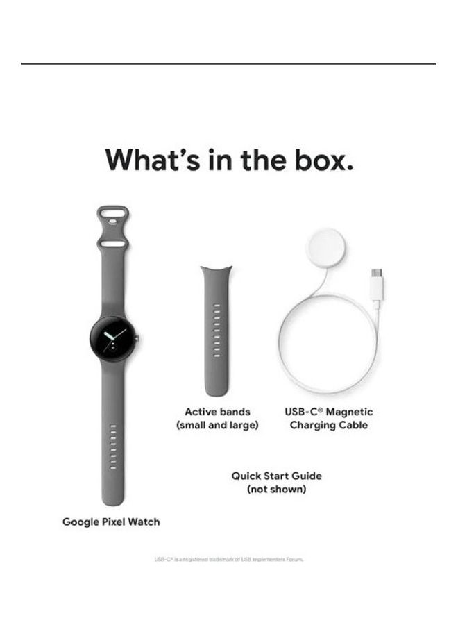 Google - Pixel Android Smartwatch With Fitbit Activity Tracking Heart Rate Stainless Steel Case Obsidian Active Band WiFi Whiite White - Image 1