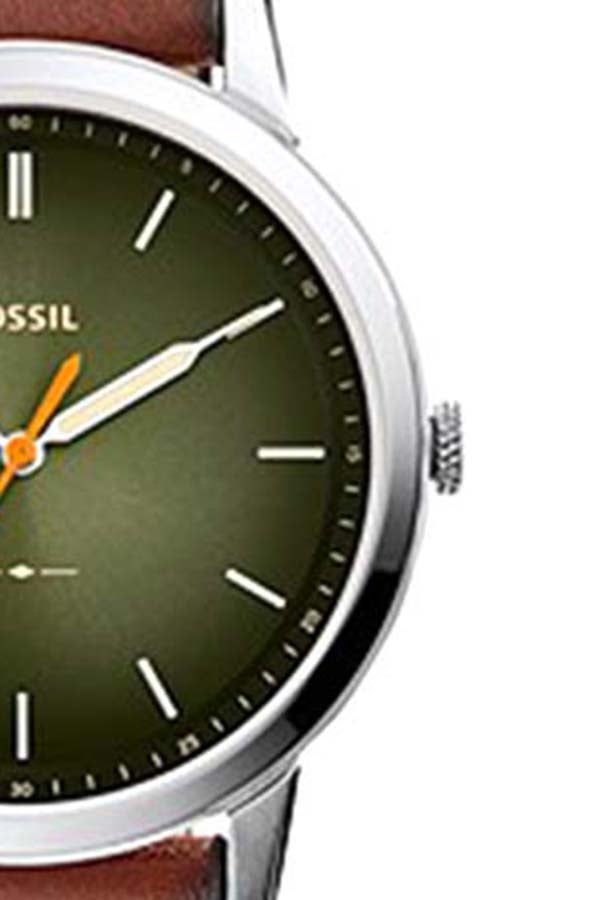 فوسيل ساعة يد بعقارب بسوار من الجلد طراز FS5870 - مقاس 44 مم - بني للرجال - Image 5