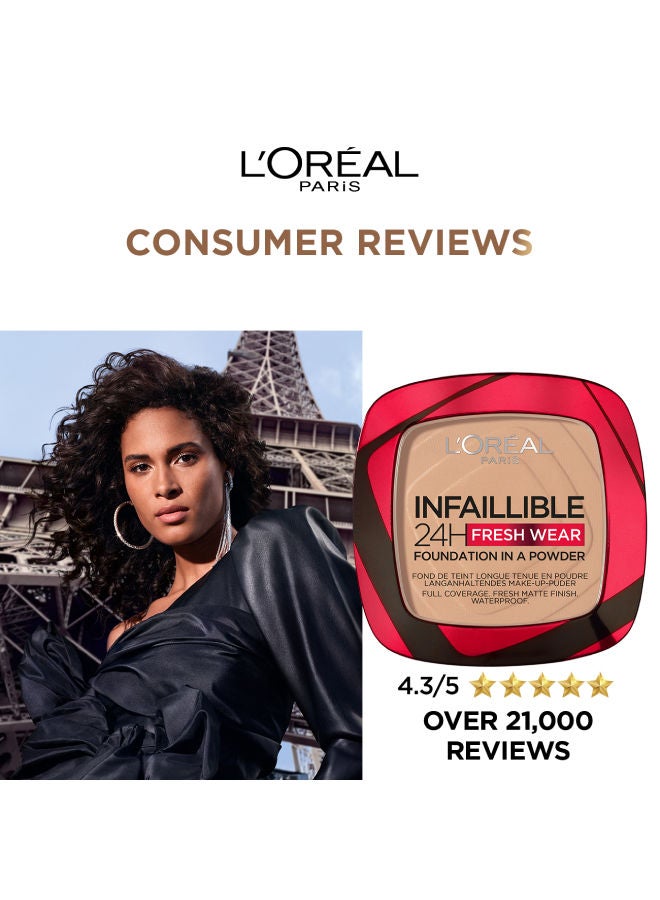 L'OREAL PARIS - Infaillible 24H Fresh Wear Foundation In A Powder - Waterproof, Full Matte Coverage Transferproof Makeup 120 Vanilla - Image 1