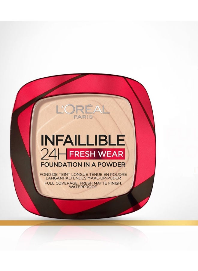 L'OREAL PARIS Infaillible 24H Fresh Wear Foundation In A Powder - Waterproof, Full Matte Coverage Transferproof Makeup 20 Ivory  - Image 1
