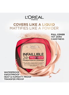 L'OREAL PARIS Infaillible 24H Fresh Wear Foundation In A Powder - Waterproof, Full Matte Coverage Transferproof Makeup 20 Ivory  - Image 5