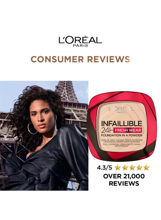L'OREAL PARIS - Infaillible 24H Fresh Wear Foundation In A Powder - Waterproof, Full Matte Coverage Transferproof Makeup 20 Ivory - Image 1