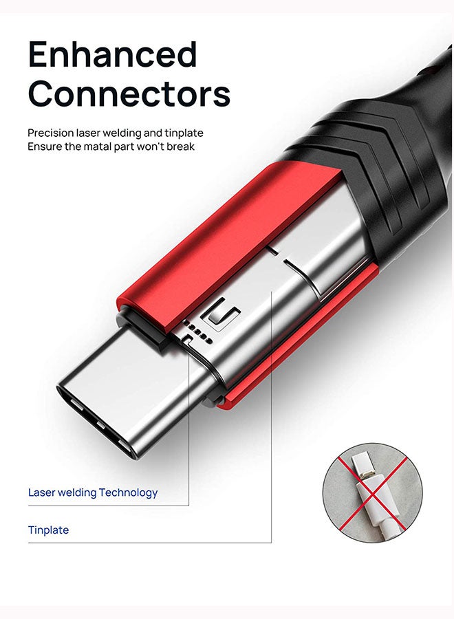 JSAUX - 2Pack Usb C-Usb A2.0 Flex Series 1M Red - Image 1
