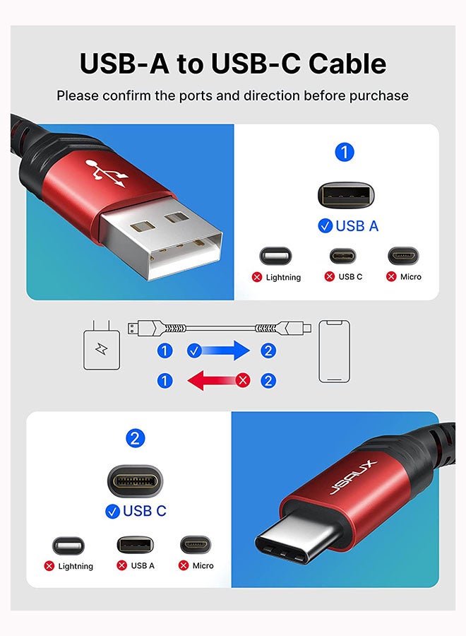 JSAUX - 2Pack Usb C-Usb A2.0 Flex Series 1M Red - Image 1