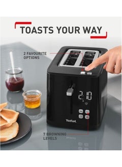 Tefal Toaster | SmartN'Light Digital Toaster | 2 Slots | 7 Levels of Toasting | Defrot and Reheat Functions | Settings Saving Function | Safe to Touch |   2 Years Warranty 850 W TT640840 Black  - Image 4