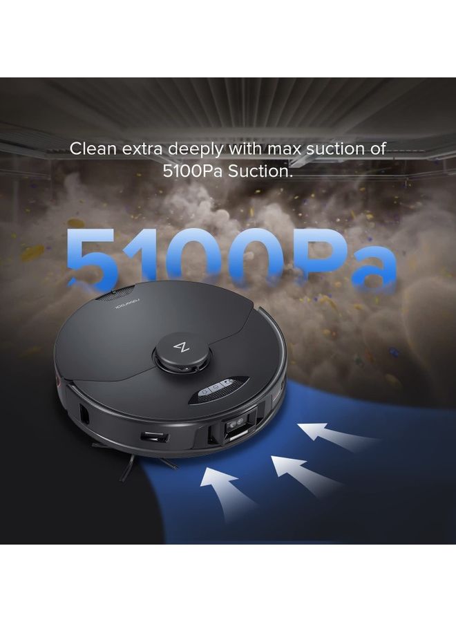 roborock - Robot Vacuum And Mop Auto Mop Washing With Empty Wash Fill Dock Self-Emptying Self-Refilling ReactiveAI 2.0 Obstacle Avoidance 5100Pa Suction App Control 58 W S7 MaxV Ultra Black - Image 1