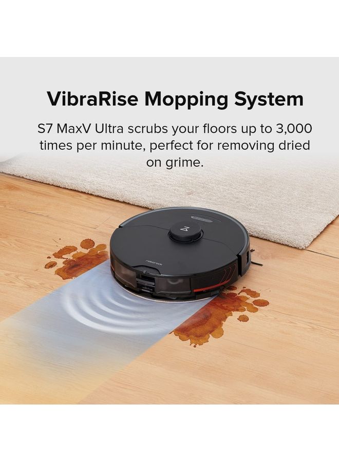 roborock - Robot Vacuum And Mop Auto Mop Washing With Empty Wash Fill Dock Self-Emptying Self-Refilling ReactiveAI 2.0 Obstacle Avoidance 5100Pa Suction App Control 58 W S7 MaxV Ultra Black - Image 1