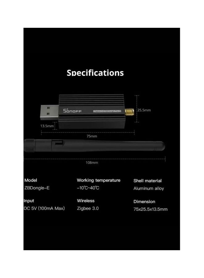 SONOFF - Zigbee 3.0 USB Dongle Plus Black - Image 1