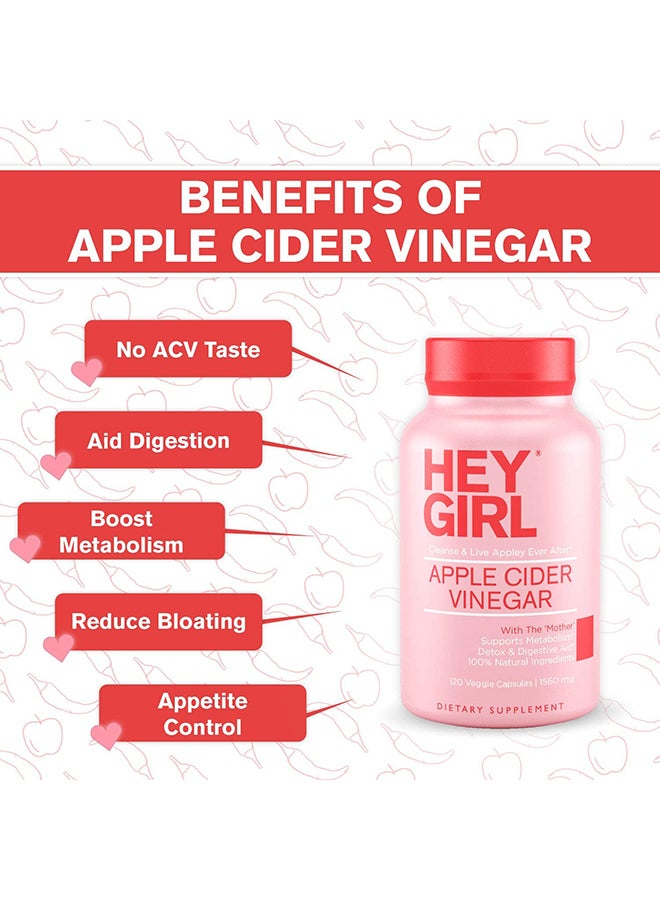 HEY GIRL NUTRITION Apple Cider Vinegar Capsules with Cayenne Pepper 120'S  - Image 2