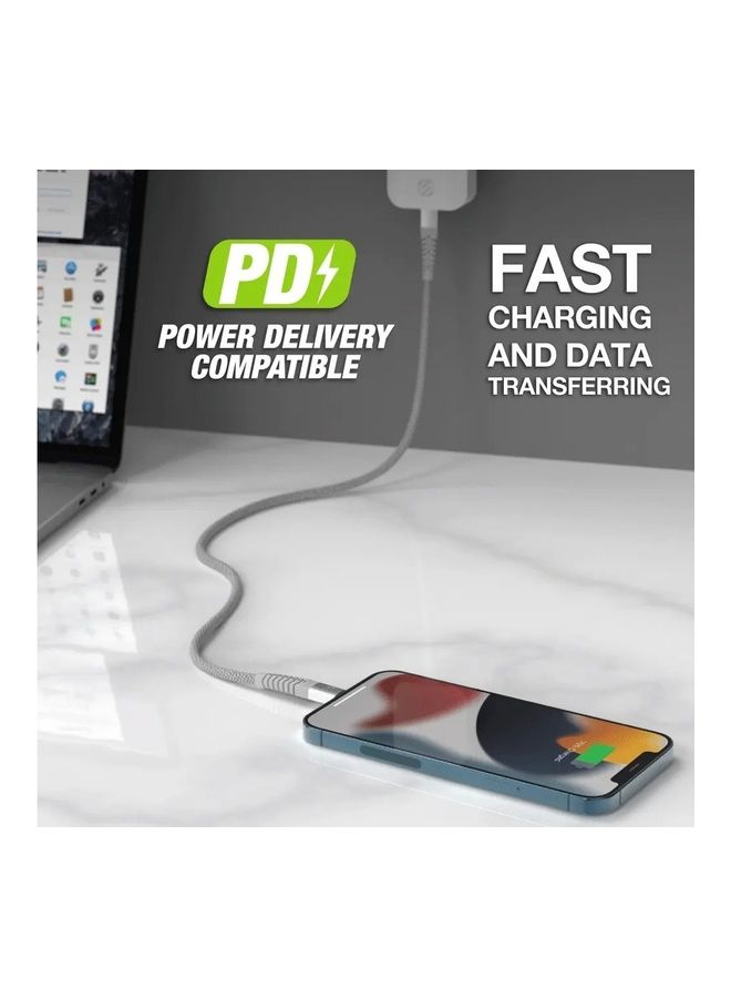 Scosche Heavy Duty USB C To Lightning Cable 4ft Silver - Image 3