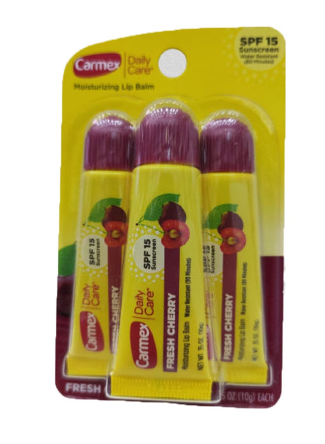 CARMEX Pack Of 3 Fresh Cherry Lip Balm Sunscreen SPF15 10grams  - Image 1