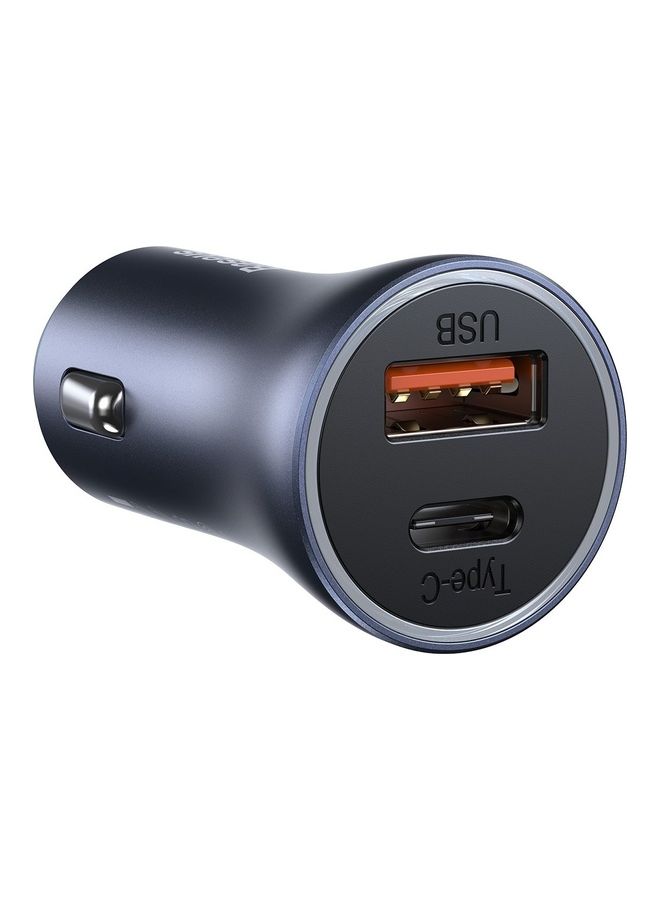 Baseus - Car Charger 40W USB-C Adapter PD 3.0 and QC 4.0 Phone Fast Charging With Simple Wisdom Data Cable Type-C To Lightning (1m for iPhone 14, 14 Pro, 13, 13 Pro, 12, 12 Pro, 11, X, Samsung, Huawei and Many More - Grey - Image 1