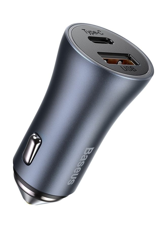 Baseus - Car Charger 40W USB-C Adapter PD 3.0 and QC 4.0 Phone Fast Charging With Simple Wisdom Data Cable Type-C To Lightning (1m for iPhone 14, 14 Pro, 13, 13 Pro, 12, 12 Pro, 11, X, Samsung, Huawei and Many More - Grey - Image 1