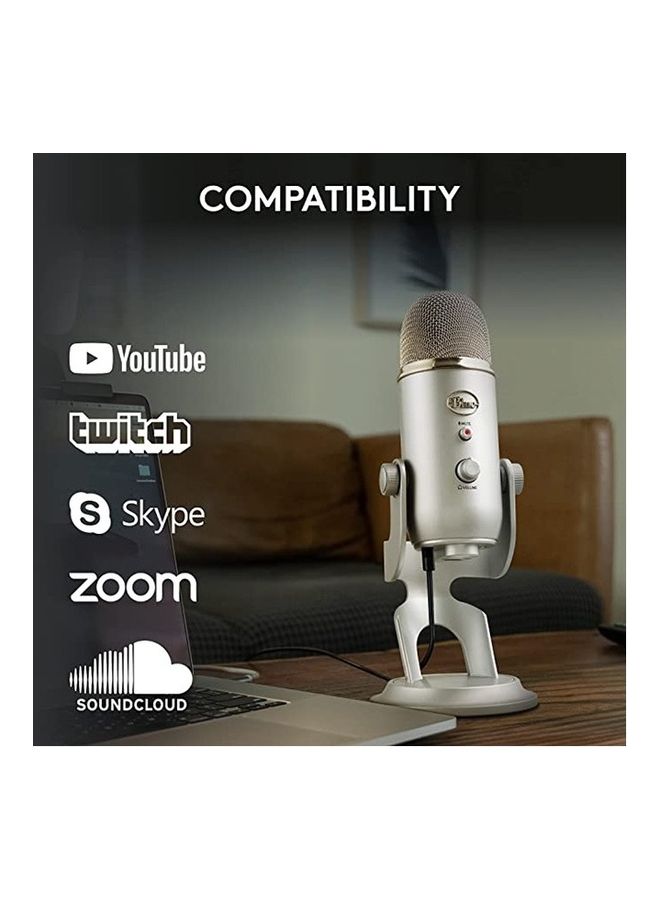 Logitech USB Microphone For Recording Streaming Gaming Podcasting On PC Condenser Mic Logitech Blue-Yeti -Silver Silver - Image 3