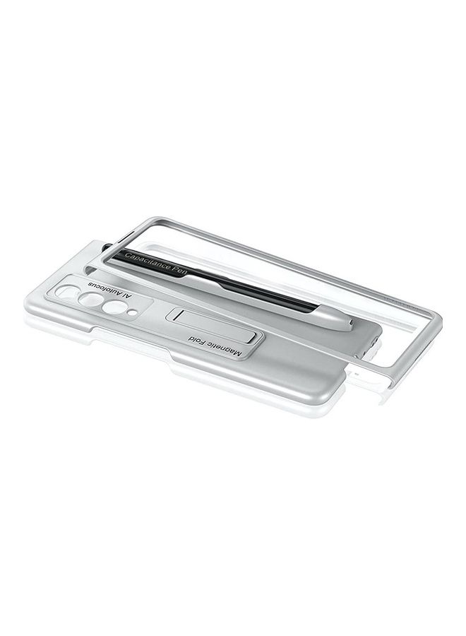 MARGOUN Samsung Galaxy Z Fold 3 5G Case with Pen and Kickstand Shockproof Slim Flip Cover Silver - Image 5