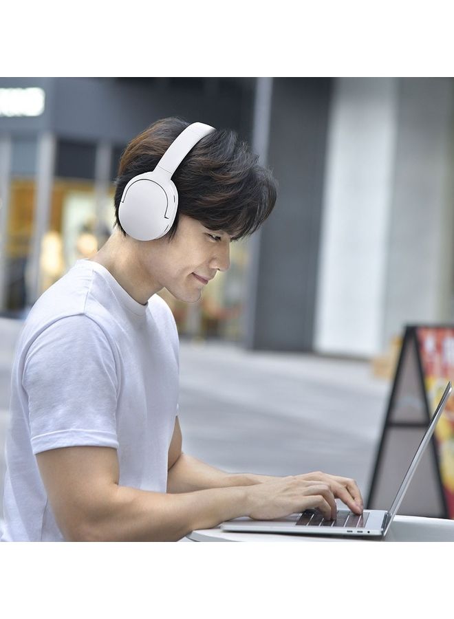 بيسوس - سماعات رأس لاسلكية Encok D02 Pro Bluetooth V5.3، سماعة رأس رياضية قابلة للطي، سماعة رأس للألعاب بدون استخدام اليدين لأجهزة iPhone وAndroid لون أبيض - Image 1
