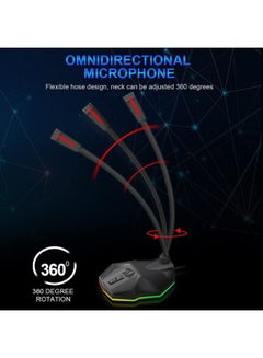 ريدراجون ميكروفون GM99 ستيكس بإضاءة RGB وبمنفذ USB مناسب للبث، والألعاب، والكمبيوتر المكتبي، والتسجيل في الاستوديو، وسكايب لجهاز الكمبيوتر/اللابتوب  - Image 3