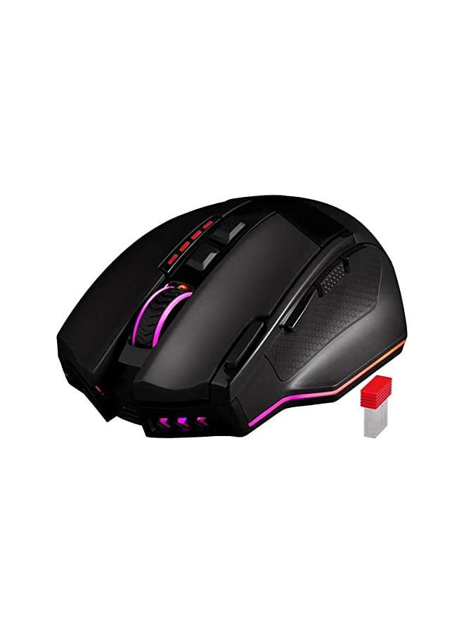 REDRAGON Redragon M801 Gaming Mouse LED RGB Backlit MMO 9 Programmable Buttons with Macro Recording Side Buttons Rapid Fire for Windows PC (Wireless, Black)  - Image 2