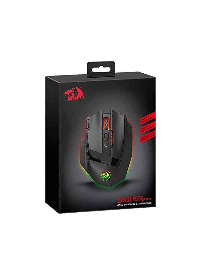 REDRAGON Redragon M801 Gaming Mouse LED RGB Backlit MMO 9 Programmable Buttons with Macro Recording Side Buttons Rapid Fire for Windows PC (Wireless, Black)  - Image 3