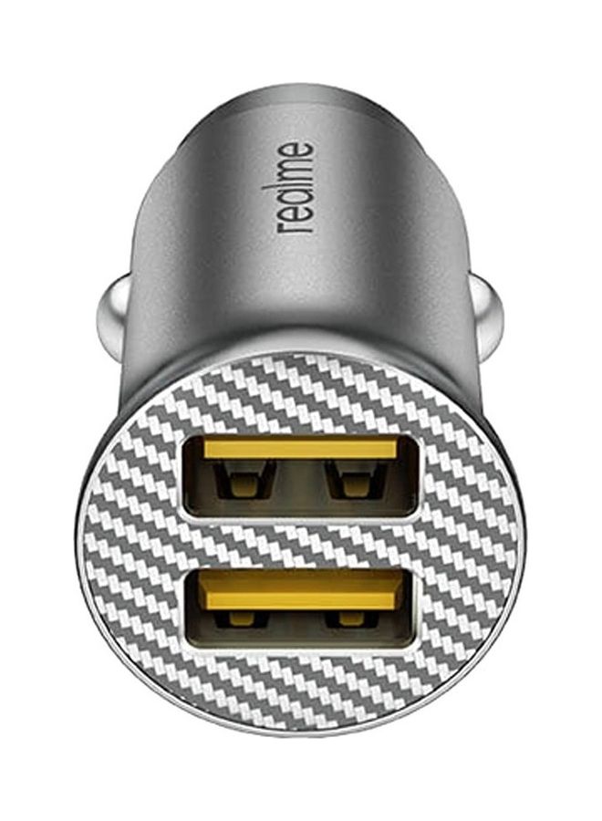 realme 33W Car Charger Metal Dual USB Port Fast Charging Socket Adapter Silver  - Image 2