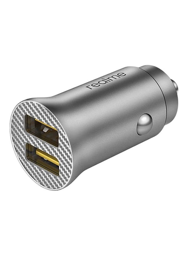 realme 33W Car Charger Metal Dual USB Port Fast Charging Socket Adapter Silver  - Image 3