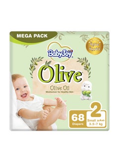 BabyJoy Olive Tape Diaper, Size 2, Small, 3.5-7 Kg, Mega Pack, 68 Diapers  - Image 1