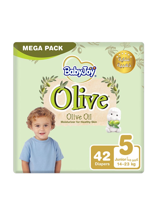 BabyJoy Olive Tape Diaper, Size 5, Junior, 14-23 Kg, Mega Pack, 42 Diapers  - Image 1