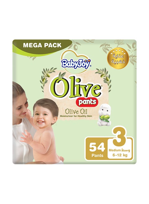 Olive Pants, Size 3, Medium, 6-12 Kg, Mega Pack, 54 Diapers