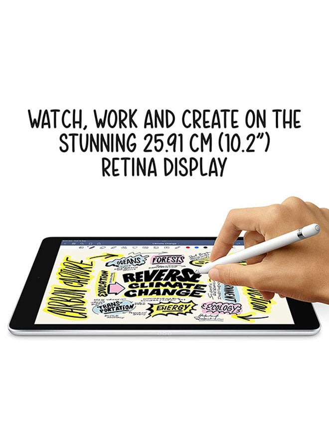 iPad 2021 (9th Generation) 10.2-Inch, 64GB, WiFi, 4G LTE, Silver With Facetime - Middle East Version